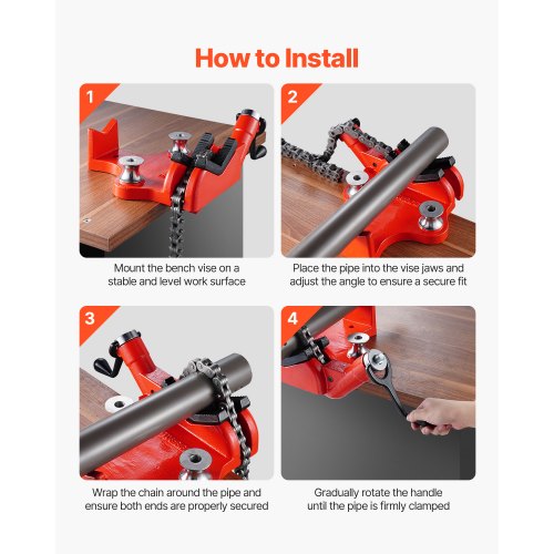 HeavyDuty Pipe Chain Vise 12 – 8 Pipe Capacity 346 Rugged Chain