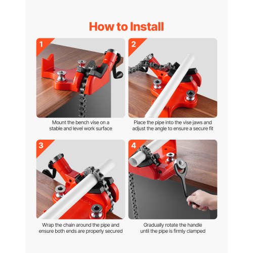 HeavyDuty Pipe Chain Vise 14 – 6 Pipe Capacity 28 Rugged Chain Cast