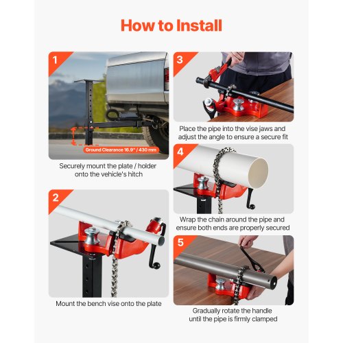 HeavyDuty Pipe Chain Vise 18 – 5 Pipe Capacity 26 Rugged Chain Cast