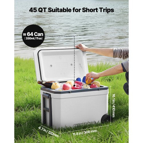 Portable Cooler 45 QT Wheeled Cooler with Ice Retention HeavyDuty Handles