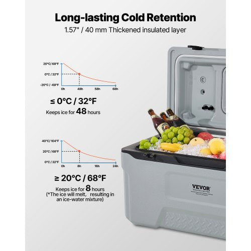 Portable Cooler 74 QT Wheeled Cooler with Ice Retention HeavyDuty Handles
