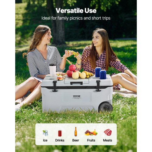 Portable Cooler 74 QT Wheeled Cooler with Ice Retention HeavyDuty Handles