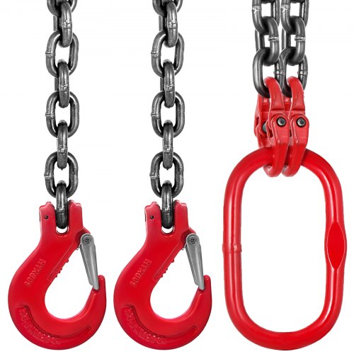 5FT Chain Sling 38 x 5 Double Leg with Grab Hooks Sling Chain 4T Capacity