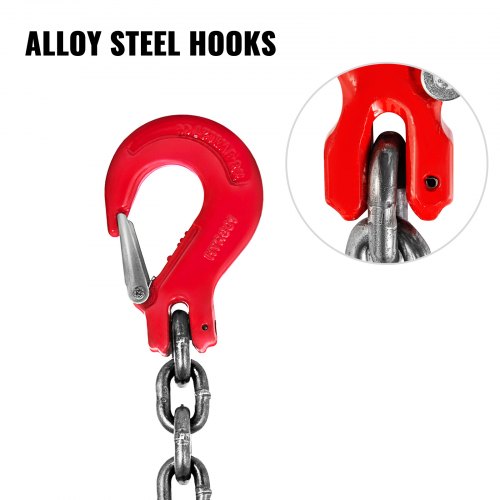 5FT Chain Sling 38 x 5 Double Leg with Grab Hooks Sling Chain 4T Capacity