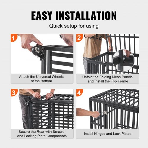 42 Inch Heavy Duty Dog Crate Indestructible Dog Crate 3Door Heavy Duty