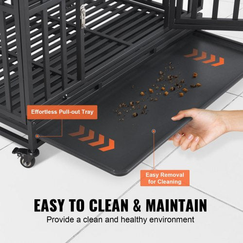 42 Inch Heavy Duty Dog Crate Indestructible Dog Crate 3Door Heavy Duty