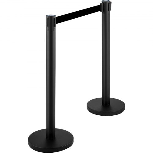 6 PCS Black Stanchion Posts Stainless Steel Stanchion Queue Post Black Belt