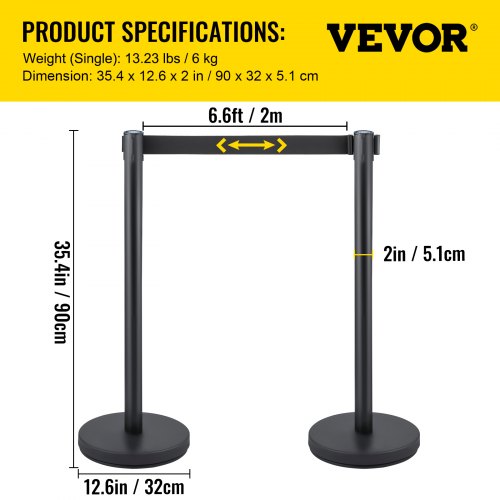 Crowd Control Stanchion Set of 6 Pieces Stanchion Set Stanchion Set with 66 ft2