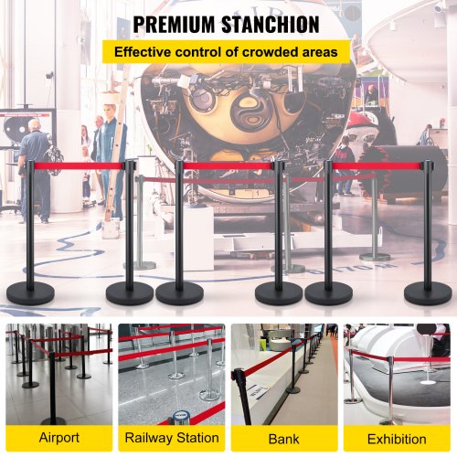 Crowd Control Stanchion Set of 6 Pieces Stanchion Set Stanchion Set with 66 ft2