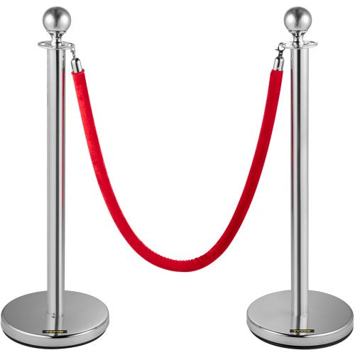 6 PCS Crowd Control Stanchion Silver Stanchions Posts Stainless Steel