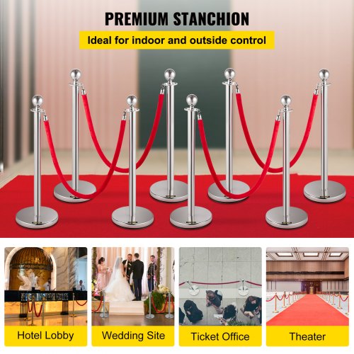 Crowd Control Stanchion Set of 8 Pieces Silver Stanchion Set Stanchion Set