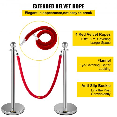 Crowd Control Stanchion Set of 8 Pieces Silver Stanchion Set Stanchion Set
