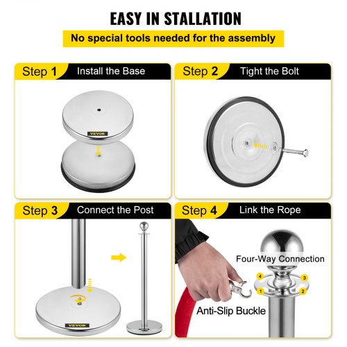 Crowd Control Stanchion Set of 8 Pieces Silver Stanchion Set Stanchion Set