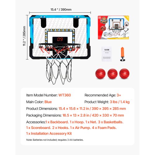 Kids Basketball Hoop Mini Basketball Goal with Electronic Scoreboard