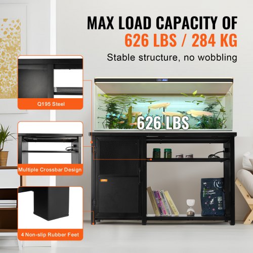 Aquarium Stand 75 Gallon Fish Tank Stand 52 x 197 x 32.3 in Steel and MDF