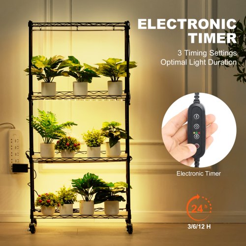 Plant Stand with Grow Light 4Tier Plant Shelf with 45W Full Spectrum Grow