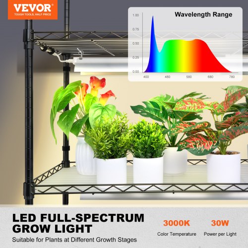 Plant Stand with Grow Light 4 Tiers Plant Shelf with 3000K 180W LED Full