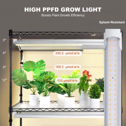 Plant Stand with Grow Light 4 Tiers Plant Shelf with 3000K 180W LED Full