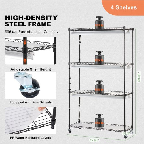 Plant Stand with Grow Light 4 Tiers Plant Shelf with 3000K 180W LED Full