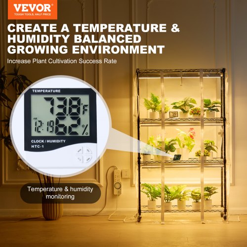 Plant Stand with Grow Light Grow Light Shelf with Cover and Thermometer 4