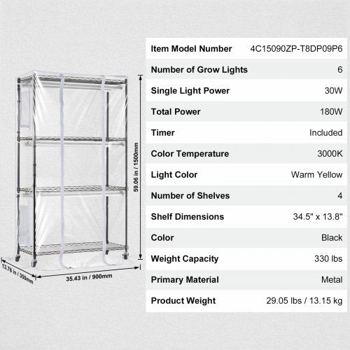 Plant Stand with Grow Light Grow Light Shelf with Cover and Thermometer 4