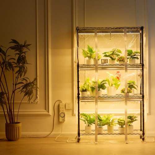 Plant Stand with Grow Light Grow Light Shelf with Cover and Thermometer 4