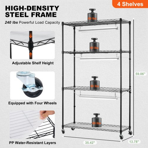 Plant Stand with Grow Light 4 Tier Plant Shelf with 90W Grow Light for Indoor