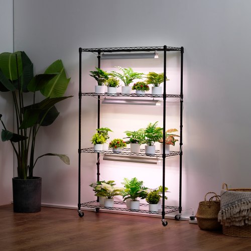 Plant Stand with Grow Light 4 Tier Plant Shelf with 90W Grow Light for Indoor