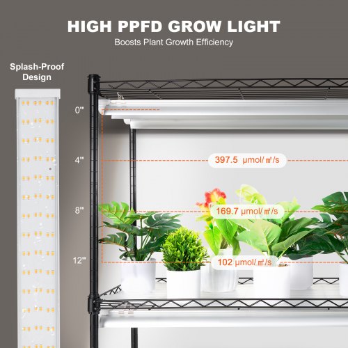 DIY Plant Stand with Grow Light 6Tier Large Tall Plant Shelf with 192W
