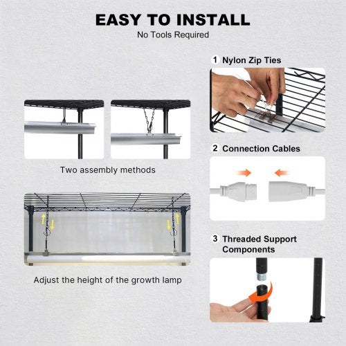 DIY Plant Stand with Grow Light 6Tier Large Tall Plant Shelf with 192W