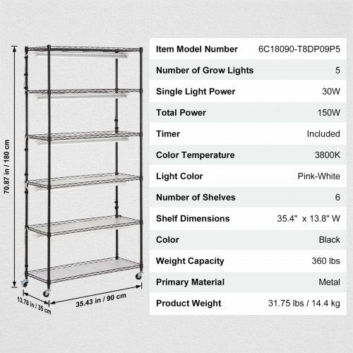 Plant Stand with Grow Light 6Tier Large Tall Plant Shelf with 150W Full