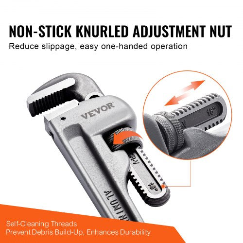 3Piece Pipe Wrench Set 10 14 18 Aluminum Straight Pipe Wrench
