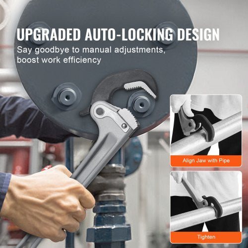Pipe Wrench 14 Aluminum Straight Pipe Wrench Automatic Jaw Adjustment