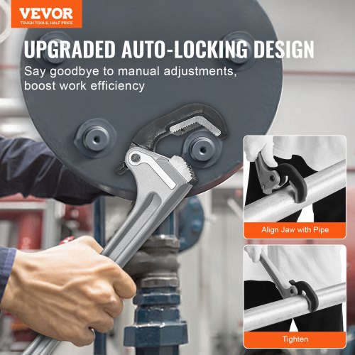 Aluminum Straight Pipe Wrench 18 in Automatic Jaw Adjustment 60CRV Jaw – 2 MM