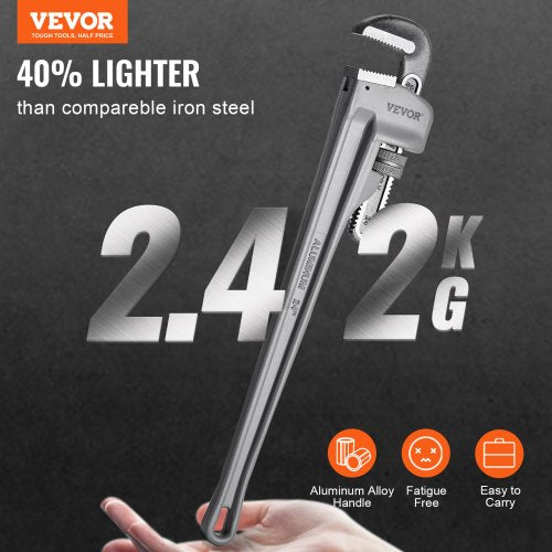 Pipe Wrench 24 Aluminum Straight Pipe Wrench Adjustable Plumbing Wrench