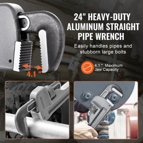 Pipe Wrench 24 Aluminum Straight Pipe Wrench Adjustable Plumbing Wrench
