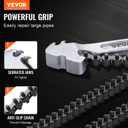 Chain Wrench 48 inch Chain Pipe Wrench 13.4 inch Diameter Capacity CRV