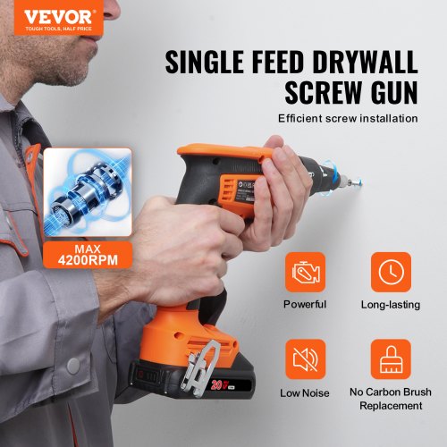 Drywall Screw Gun 20V Max Drywall Screwgun 4200RPM Brushless Cordless