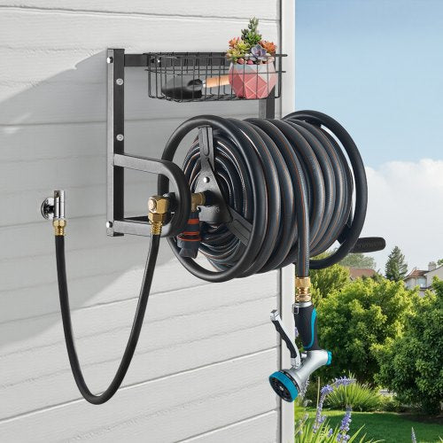 Wall Mounted Garden Hose Reel Holds 125 ft 58inch Hose HeavyDuty Water