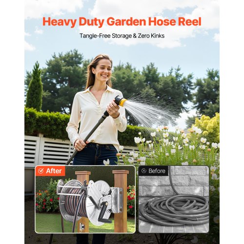 Wall Mounted Garden Hose Reel Holds 150 Ft 58Inch Water Winder Heavyduty
