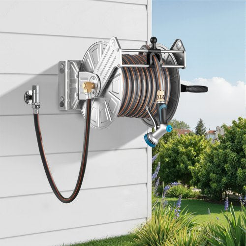 Wall Mounted Garden Hose Reel Holds 150 Ft 58Inch Water Winder Heavyduty