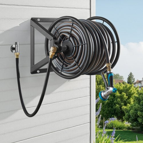 Wall Mounted Garden Hose Reel Holds 200 ft 5/8inch Manual Water Hose
