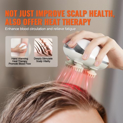 Electric Scalp Massager with Heat Rechargeable Heated Head Massager IPX7