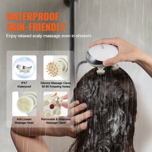 Electric Scalp Massager with Heat Rechargeable Heated Head Massager IPX7