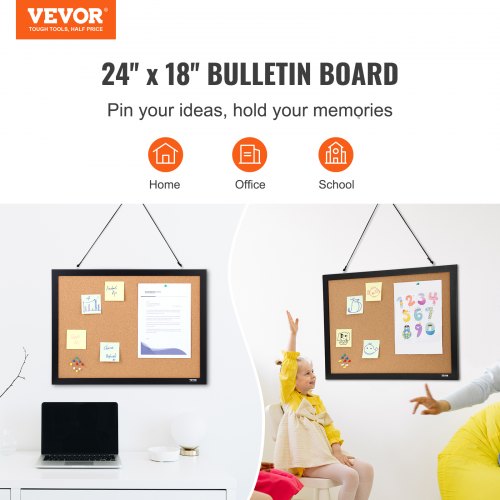 Cork Board 24 x 18 inches Doublesided Bulletin Board with MDF Sticker