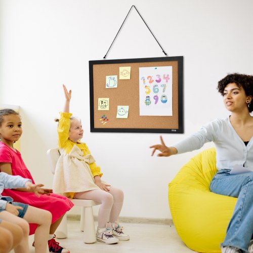 Cork Board 24 x 18 inches Doublesided Bulletin Board with MDF Sticker