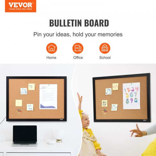 Cork Board 36x24 inches Bulletin Board with MDF Sticker Frame Vision Board