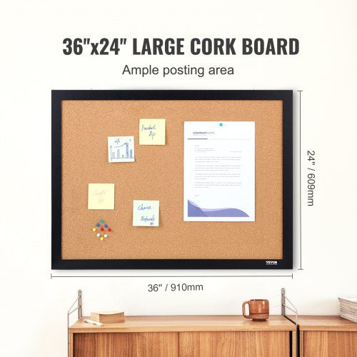 Cork Board 36x24 inches Bulletin Board with MDF Sticker Frame Vision Board