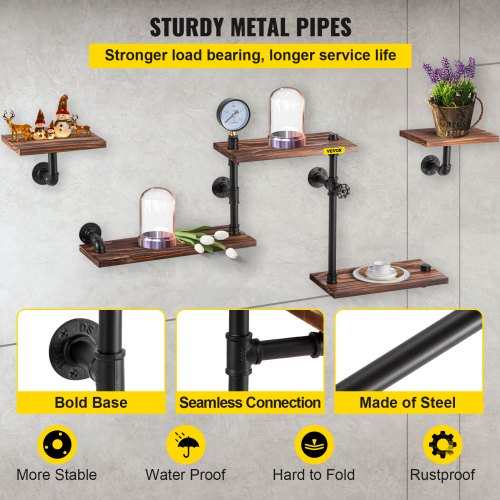 Industrial Pipe Shelving Pipe Shelves with 5Tier Wood Planks Rustic