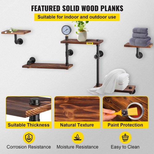 Industrial Pipe Shelving Pipe Shelves with 5Tier Wood Planks Rustic